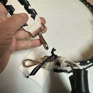 Black White Leather NWT Braided PURSE STRAP Gold Hardware KATE SPADE